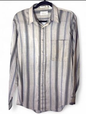 Vintage Impact button down shirt gray & blue stripes Men’s size large | ee